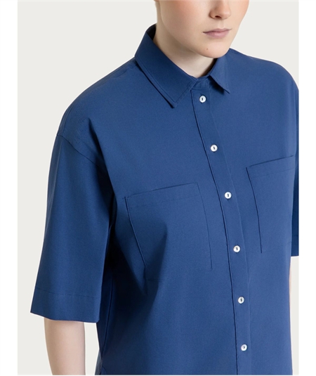 Ragno DH15S - Camicia manica corta e tasche sul petto in cotone Super Fresh Colore: Oceana C70