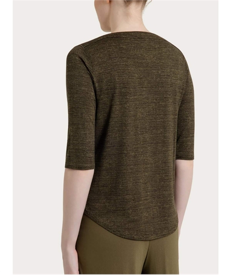 Ragno DS95TB - Maglietta scollo barca manica 3/4 in jersey di viscosa a fantasia. Colore: Fant. Military Olive D54F