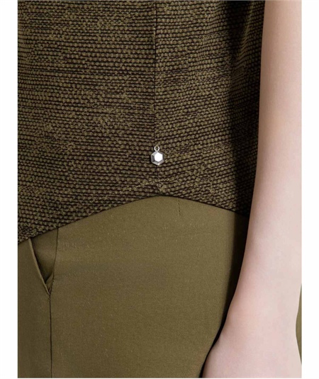 Ragno DS95TB - Maglietta scollo barca manica 3/4 in jersey di viscosa a fantasia. Colore: Fant. Military Olive D54F