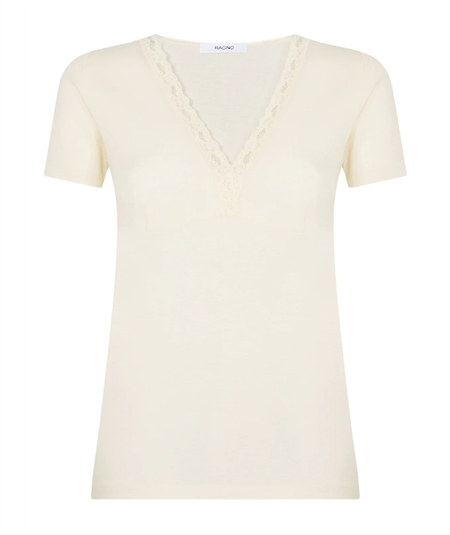 Ragno 073098 - Maglia intima donna manica corta con forma seno in lana merino extrafine. Colore: Bianco 002 