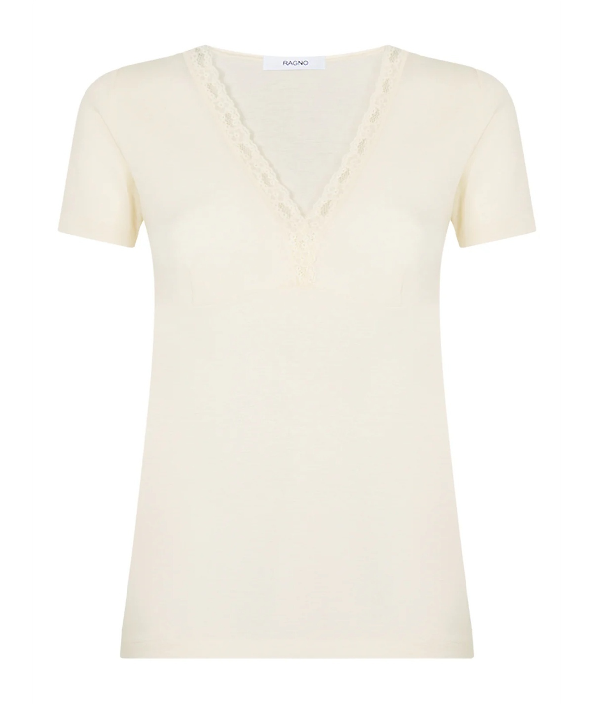 Ragno 073098 - Maglia intima donna manica corta con forma seno in lana merino extrafine. Colore: Bianco 002 