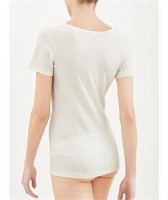 Ragno 073098 - Maglia intima donna manica corta con forma seno in lana merino extrafine. Colore: Bianco 002