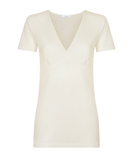 Ragno 072458 - Maglia intima intima manica corta con forma del seno in lana merino e cotone. Colore: Bianco 002