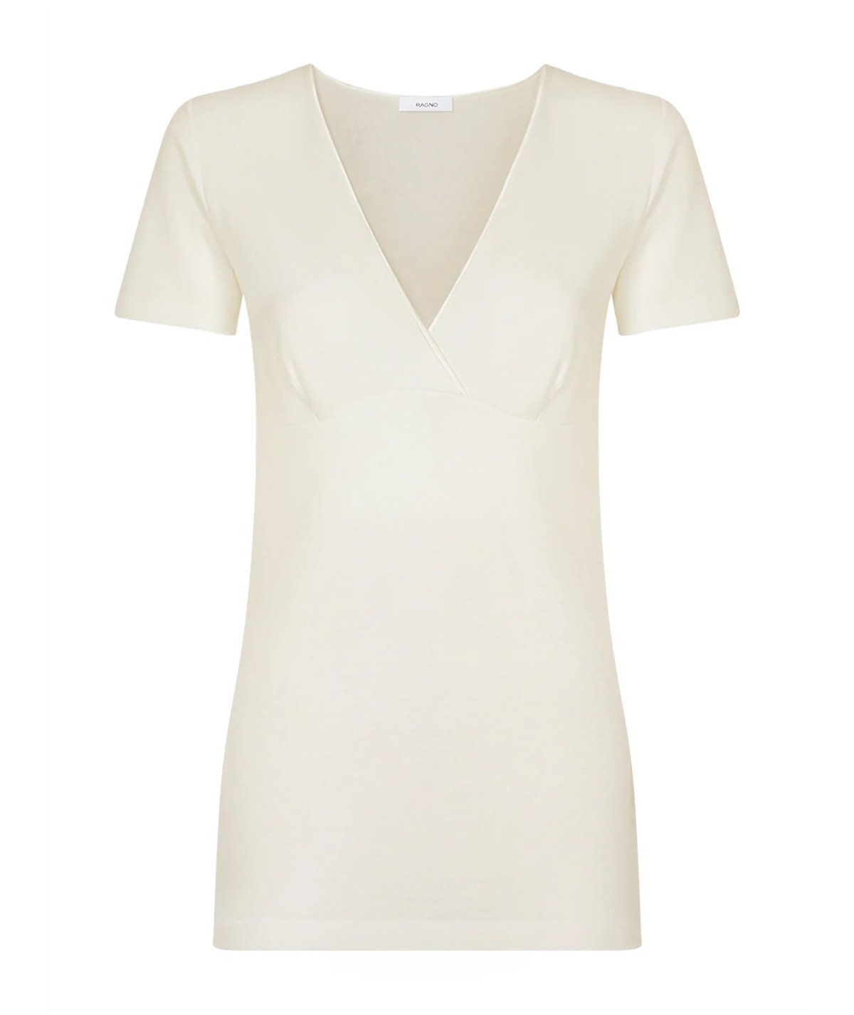 Ragno 072458 - Maglia intima intima manica corta con forma del seno in lana merino e cotone. Colore: Bianco 002