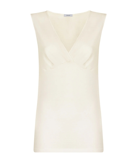 Ragno 072454 - Canotta intima donna spalla larga con forma del seno in lana merino e cotone. Colore: Bianco 002