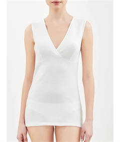 Ragno 072454 - Canotta intima donna spalla larga con forma del seno in lana merino e cotone. Colore: Bianco 002