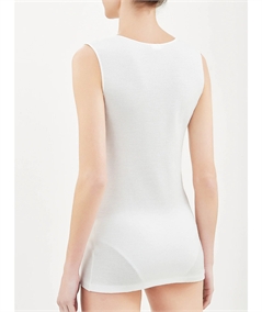 Ragno 072454 - Canotta intima donna spalla larga con forma del seno in lana merino e cotone. Colore: Bianco 002