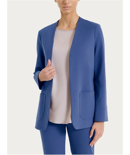 Ragno D293GC- Blazer Estivo da Donna Destrutturato Senza Revers in Cotone Compact Light. Colore: Oceana C70