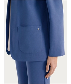 Ragno D293GC- Blazer Estivo da Donna Destrutturato Senza Revers in Cotone Compact Light. Colore: Oceana C70