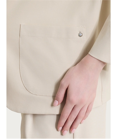Ragno D293GC- Blazer Estivo da Donna Destrutturato Senza Revers in Cotone Compact Light. Colore: Champignon 786