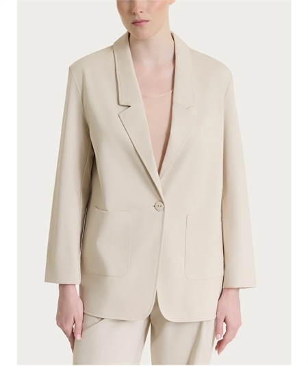 DS13GA -  Blazer Donna Estivo Ragno: Giacca Destrutturata in Compact Light a 1 Bottone. Colore: Champignon 786