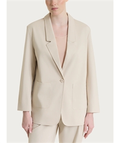 DS13GA -  Blazer Donna Estivo Ragno: Giacca Destrutturata in Compact Light a 1 Bottone. Colore: Champignon 786