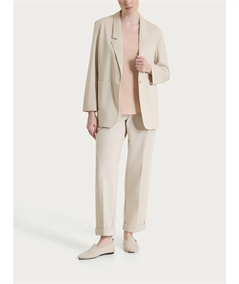 DS13GA -  Blazer Donna Estivo Ragno: Giacca Destrutturata in Compact Light a 1 Bottone. Colore: Champignon 786