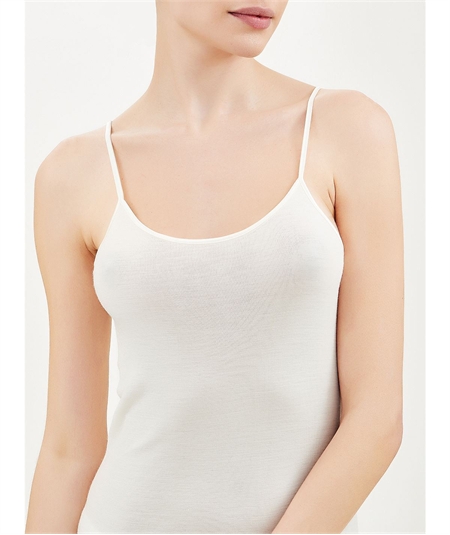 Ragno Art. 07402E - Top intimo donna lana merino e seta. Colore Bianco lana 002