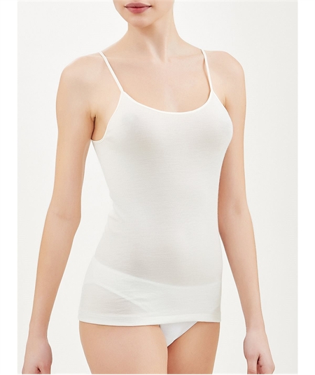 Ragno Art. 07402E - Top intimo donna lana merino e seta. Colore Bianco lana 002