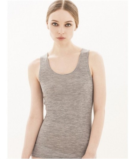 Ragno Art. 706292 - Canotta donna spalla larga Wonderwool lana merino extrafine. Colore: Grigio Melange