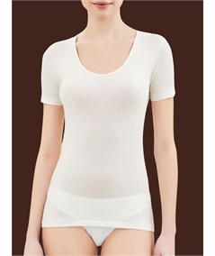 Ragno Art. 74027 - Maglietta intima donna Ragno lana merino e seta. Colore: Bianco lana 002
