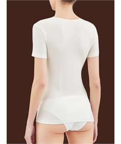 Ragno Art. 74027 - Maglietta intima donna Ragno lana merino e seta. Colore: Bianco lana 002