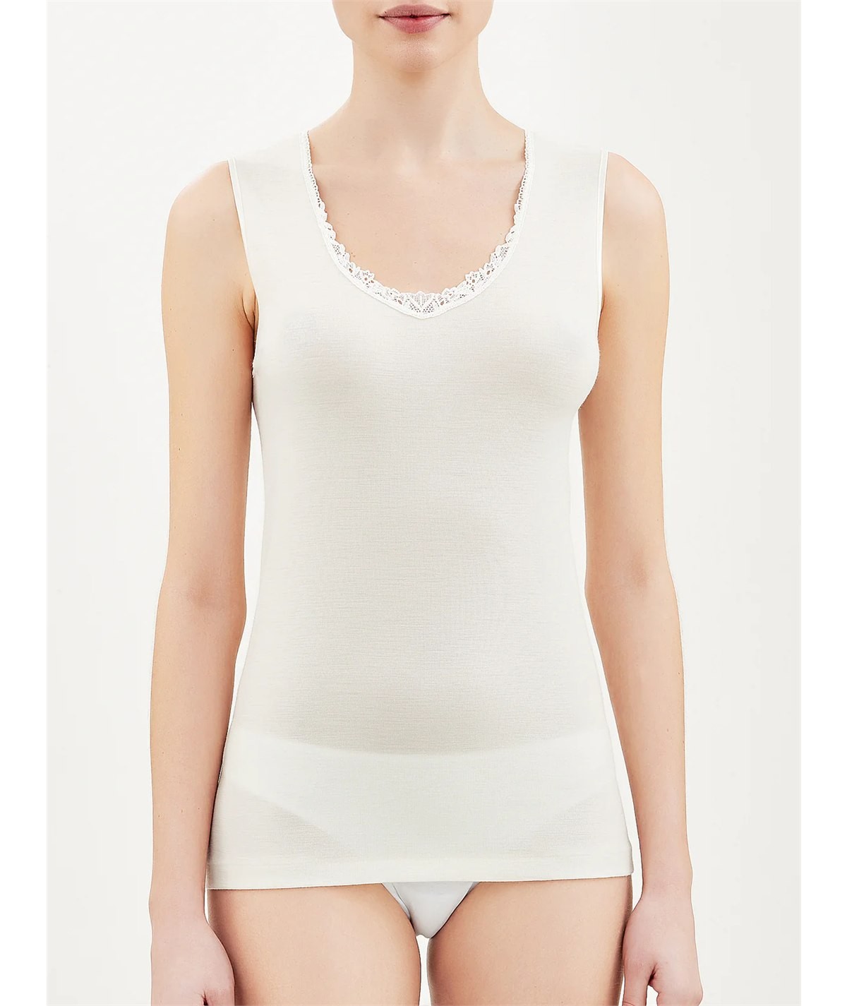Ragno Art. 073092 - Canotta intima donna in pura lana merino extrafine. Colore: Bianco lana 002
