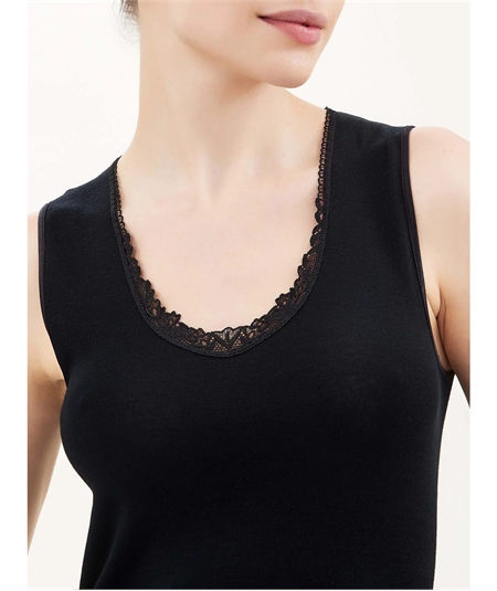 Ragno Art. 073092 - Canotta intima donna in pura lana merino extrafine. Colore: Nero 020  