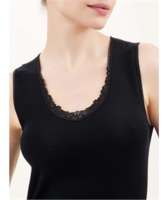 Ragno Art. 073092 - Canotta intima donna in pura lana merino extrafine. Colore: Nero 020  