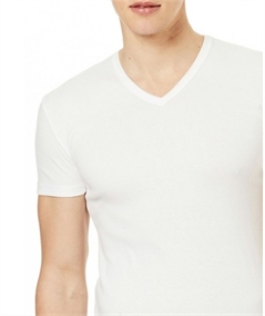 Ragno Art. 065458 - Maglia intima uomo manica corta in lana merino e cotone scollo a punta. Colore: Bianco 002
