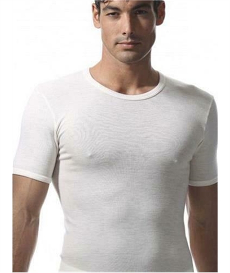 Ragno Art. 060037 - Maglia intima uomo manica corta in pura lana merino extrafine. Colore: Bianco 002