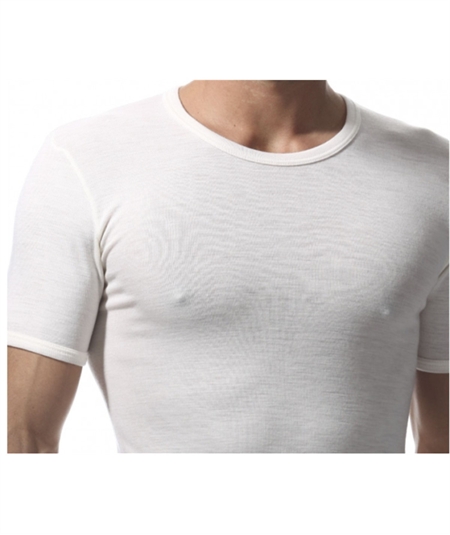 Ragno Art. 060037 - Maglia intima uomo manica corta in pura lana merino extrafine. Colore: Bianco 002