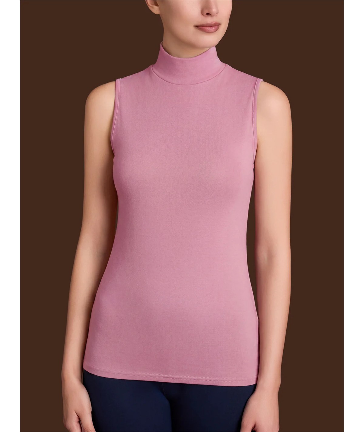 Ragno D274AX Maglia sottogiacca smanicato collo Lupetto in caldo cotone Biologico. Colore: Rosa Antico C09