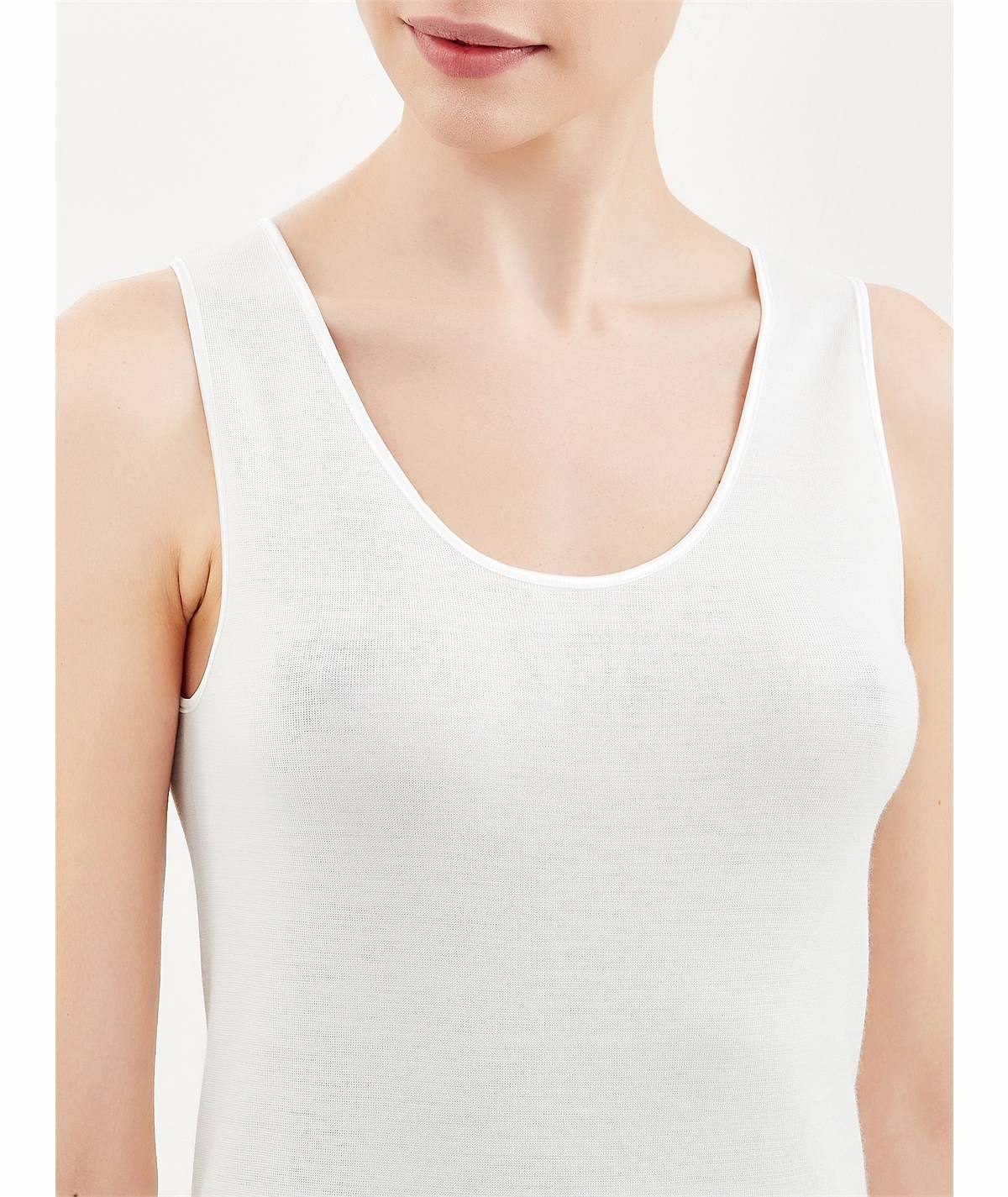Ragno Art. 072452 - Canotta intima donna lana cotone. Colore: Bianco lana 002