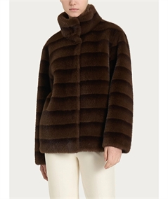 Ragno DQ43KX - Giacca double-face in Vegan Fur. Colore: Chocolate A75F