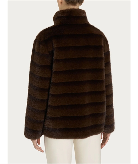 Ragno DQ43KX - Giacca double-face in Vegan Fur. Colore: Chocolate A75F