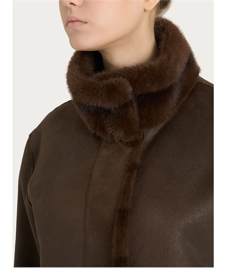 Ragno DQ43KX - Giacca double-face in Vegan Fur. Colore: Chocolate A75F