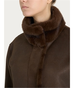 Ragno DQ43KX - Giacca double-face in Vegan Fur. Colore: Chocolate A75F