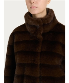 Ragno DQ43KX - Giacca double-face in Vegan Fur. Colore: Chocolate A75F