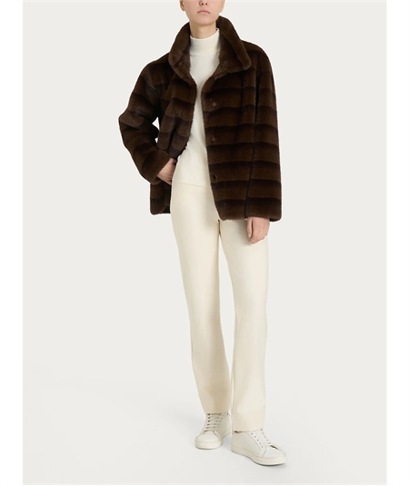 Ragno DQ43KX - Giacca double-face in Vegan Fur. Colore: Chocolate A75F
