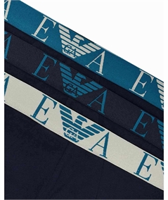 EM000258AF25018 Set di 3 Slip Emporio Armani in cotone elasticizzato. Colore: Bleu MB139