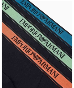 EM000258AF25019MC061 Set di 3 Slip Emporio Armani in cotone elasticizzato. Colore: Nero MC061