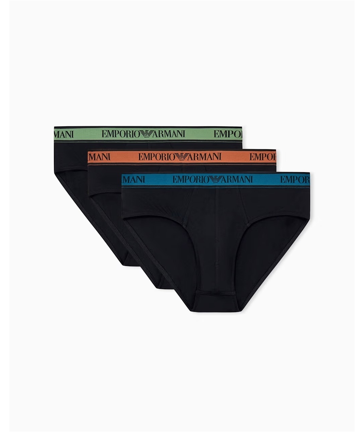 EM000258AF25019MC061 Set di 3 Slip Emporio Armani in cotone elasticizzato. Colore: Nero MC061