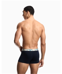 EM000259AF25018MB139 Set di 3 Slip Emporio Armani in cotone elasticizzato. Colore: Bleu MCB139