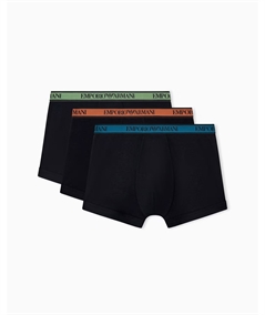 EM000259AF25019MC061 Set di 3 Slip Emporio Armani in cotone elasticizzato. Colore: Nero MC 061