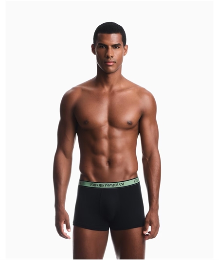 EM000259AF25019MC061 Set di 3 Slip Emporio Armani in cotone elasticizzato. Colore: Nero MC 061