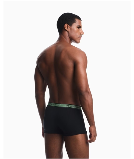 EM000259AF25019MC061 Set di 3 Slip Emporio Armani in cotone elasticizzato. Colore: Nero MC 061
