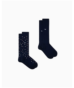 Set da 2 Paia di Calze Lunghe in Caldo Cotone Emporio Armani. colore: Bleu MB657