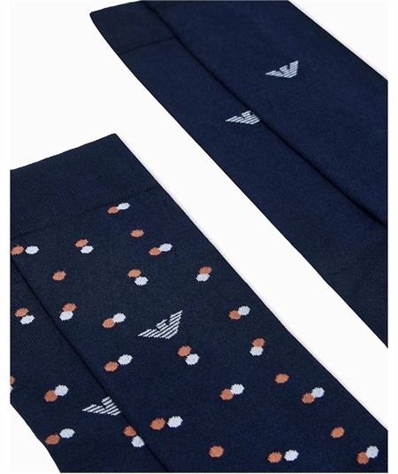 Set da 2 Paia di Calze Lunghe in Caldo Cotone Emporio Armani. colore: Bleu MB657