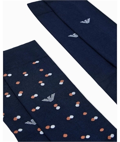 Set da 2 Paia di Calze Lunghe in Caldo Cotone Emporio Armani. colore: Bleu MB657