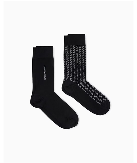 Set da 2 Paia di Calze Corte in Caldo Cotone Emporio Armani. Colore: Nero