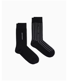 Set da 2 Paia di Calze Corte in Caldo Cotone Emporio Armani. Colore: Nero