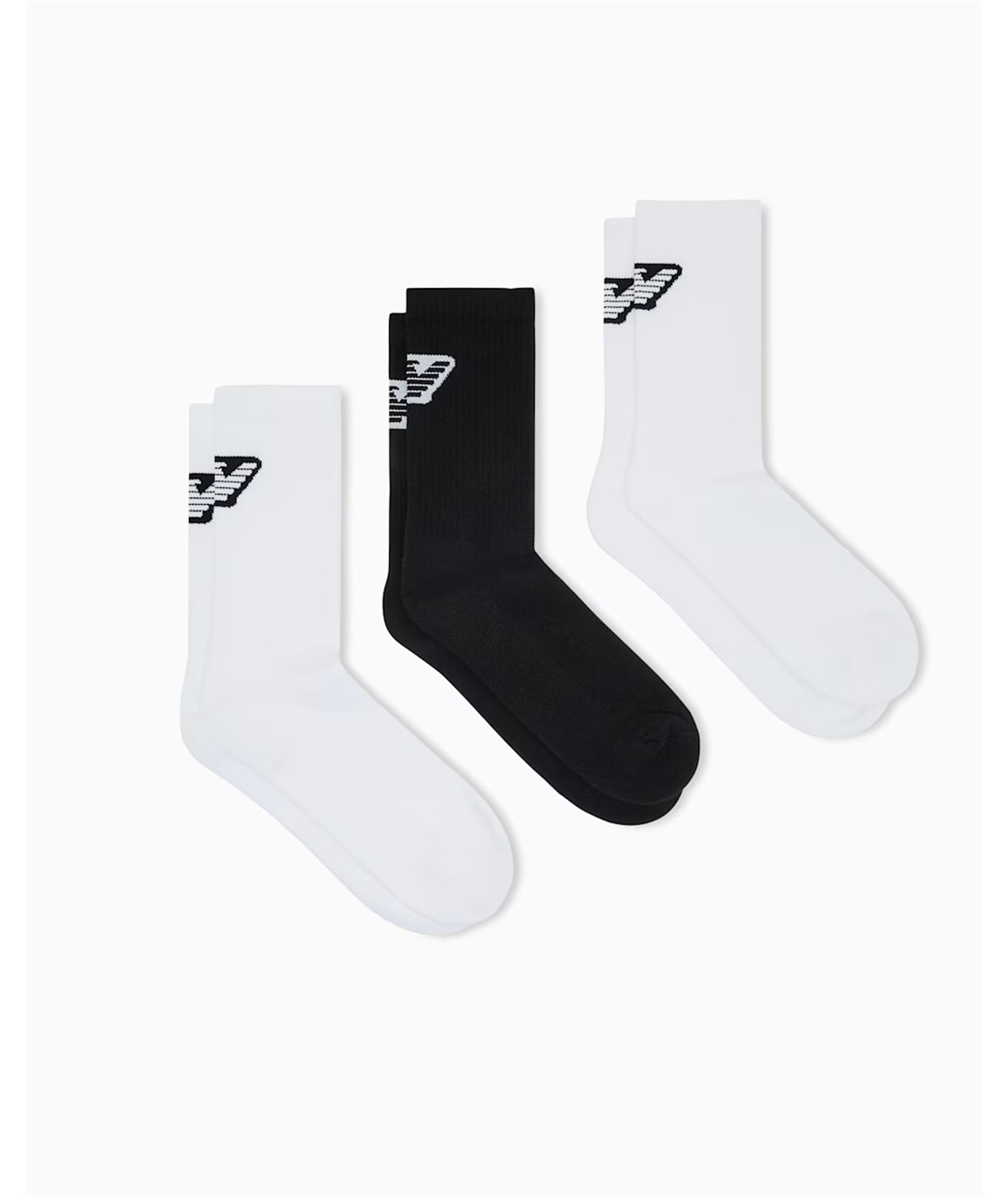 Set da 3 Paia di Calze Corte in Cotone Spugna Emporio Armani. Colore: Nero - Bianco