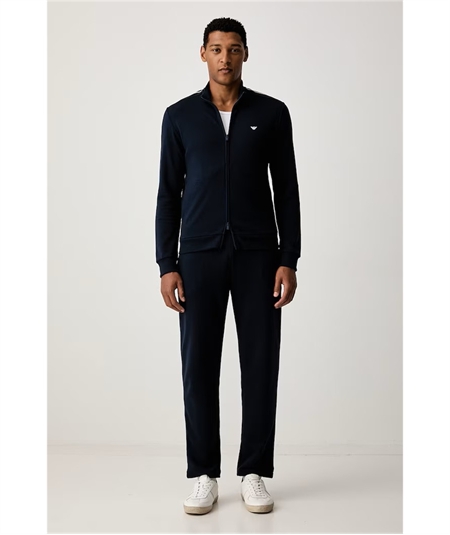 Tuta da Uomo Longewear con ZIp in Cotone Felpato Emporio Armani. Colore: Bleu